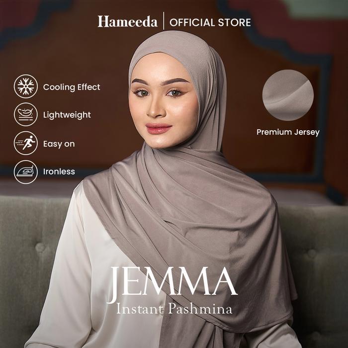 Hameeda - Jemma Instant Pashmina Jersey Bergo Panjang Jilbab Basic Kerudung Muslim Wanita
