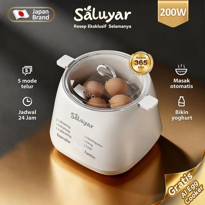 Saluyar Electric Egg Boiler Stainless Steel Plastic Double Layer Electric Egg Boiler 400Ml Dapat