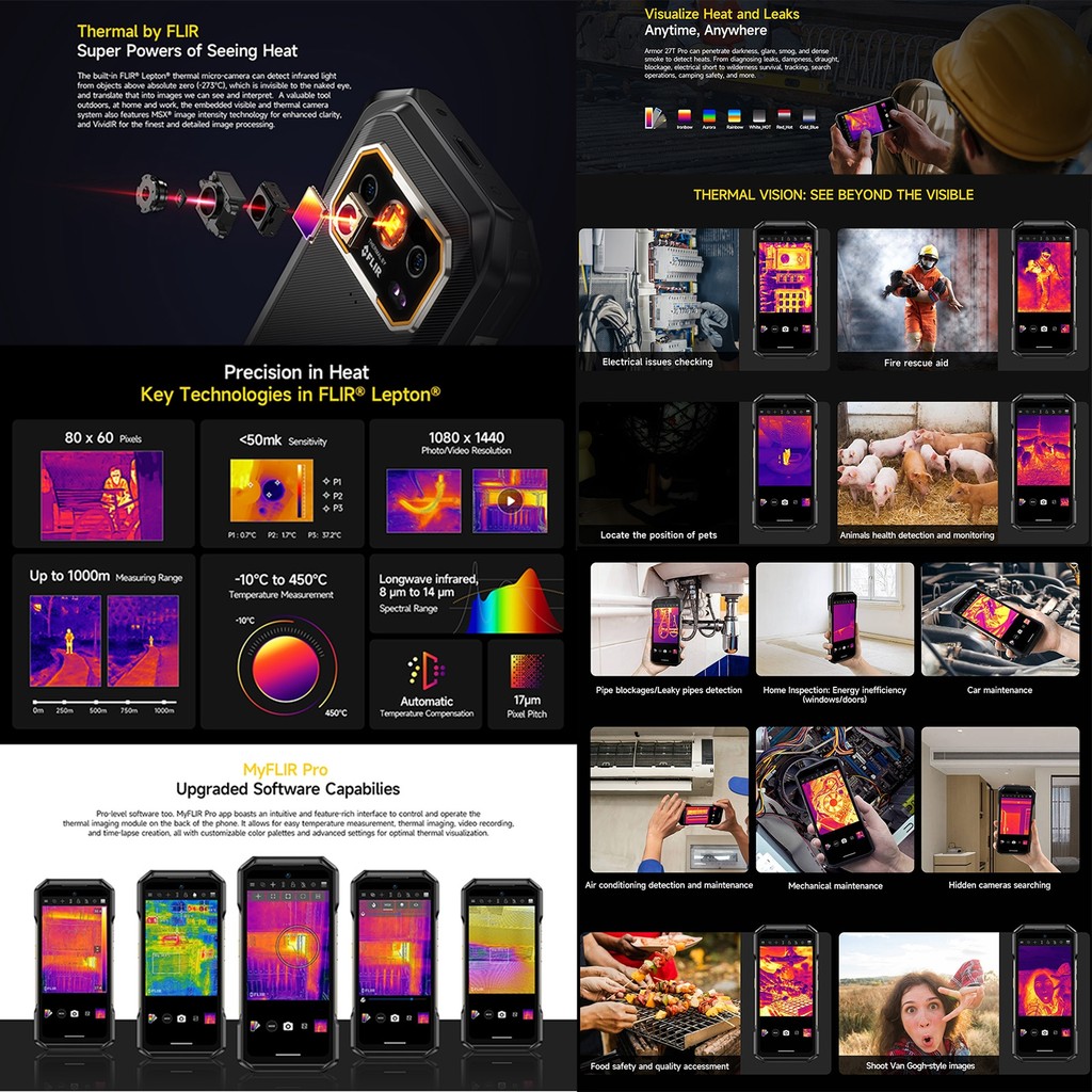 Ulefone Armor 27T Pro Rugged Phone 5G Thermal Imaging 6.78'' 10600mAh 33W 12GB+256GB 64MP Night