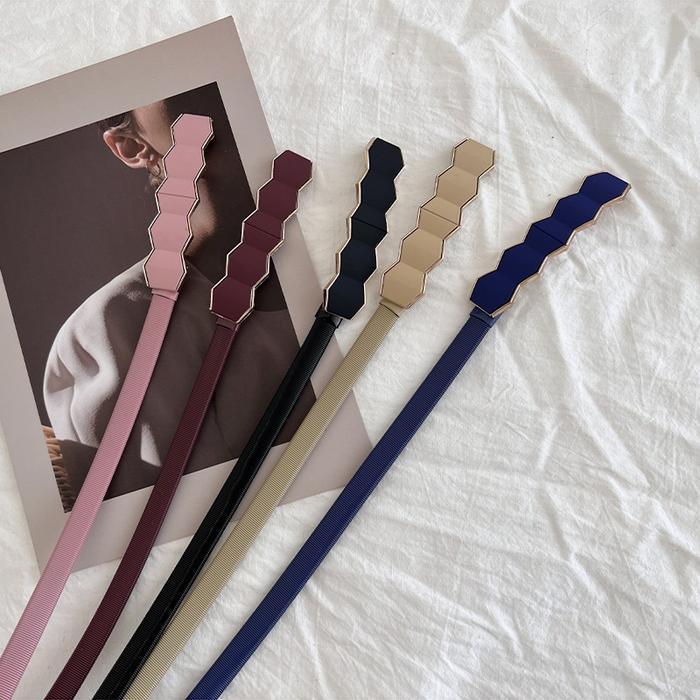 TERMURAH VENDI - Ikat Pinggang Wanita Belt Karet Elastis Besi Sabuk Gesper Thin Waist Chain Aksess