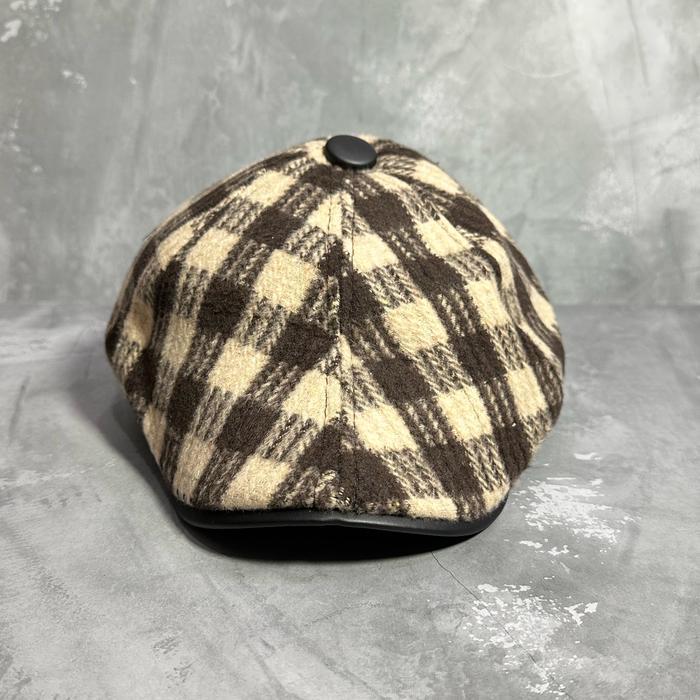 Flat Cap Pria Motif Flannel Bahan Wool Tebal Newsboy Hat Import Topi Pet Pelukis Sutradara Kualitas