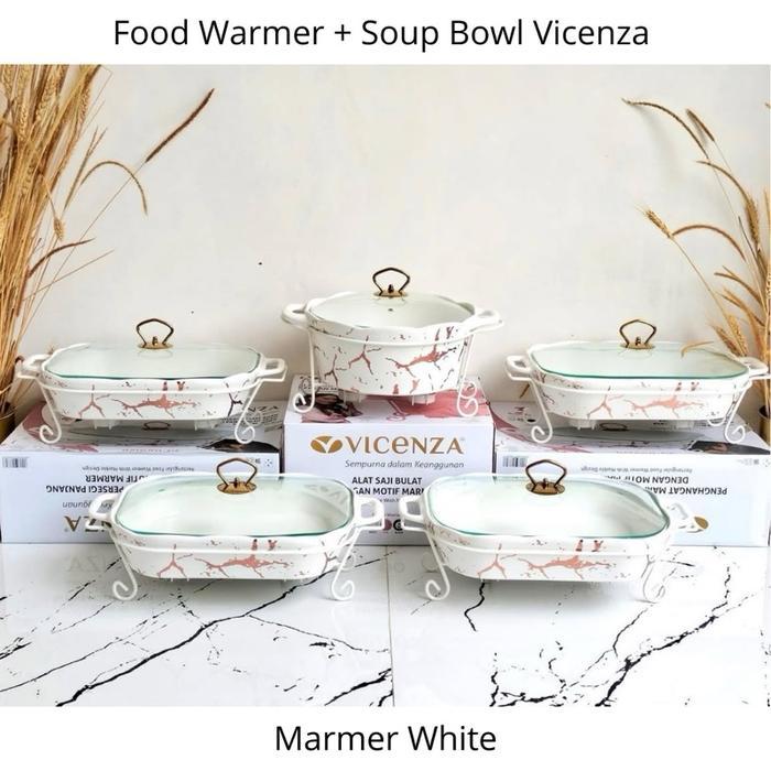 Vicenza Prasmanan Keramik Set 5 Marbel White / Black / Pink - White