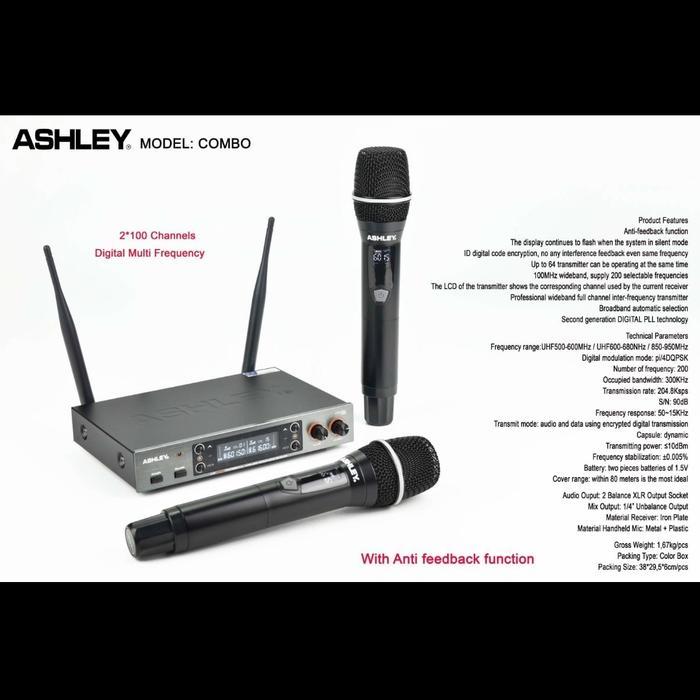 MICROPHONE ASHLEY COMBO MIC WIRELESS ASHLEY ORIGINAL GARANSI BARU