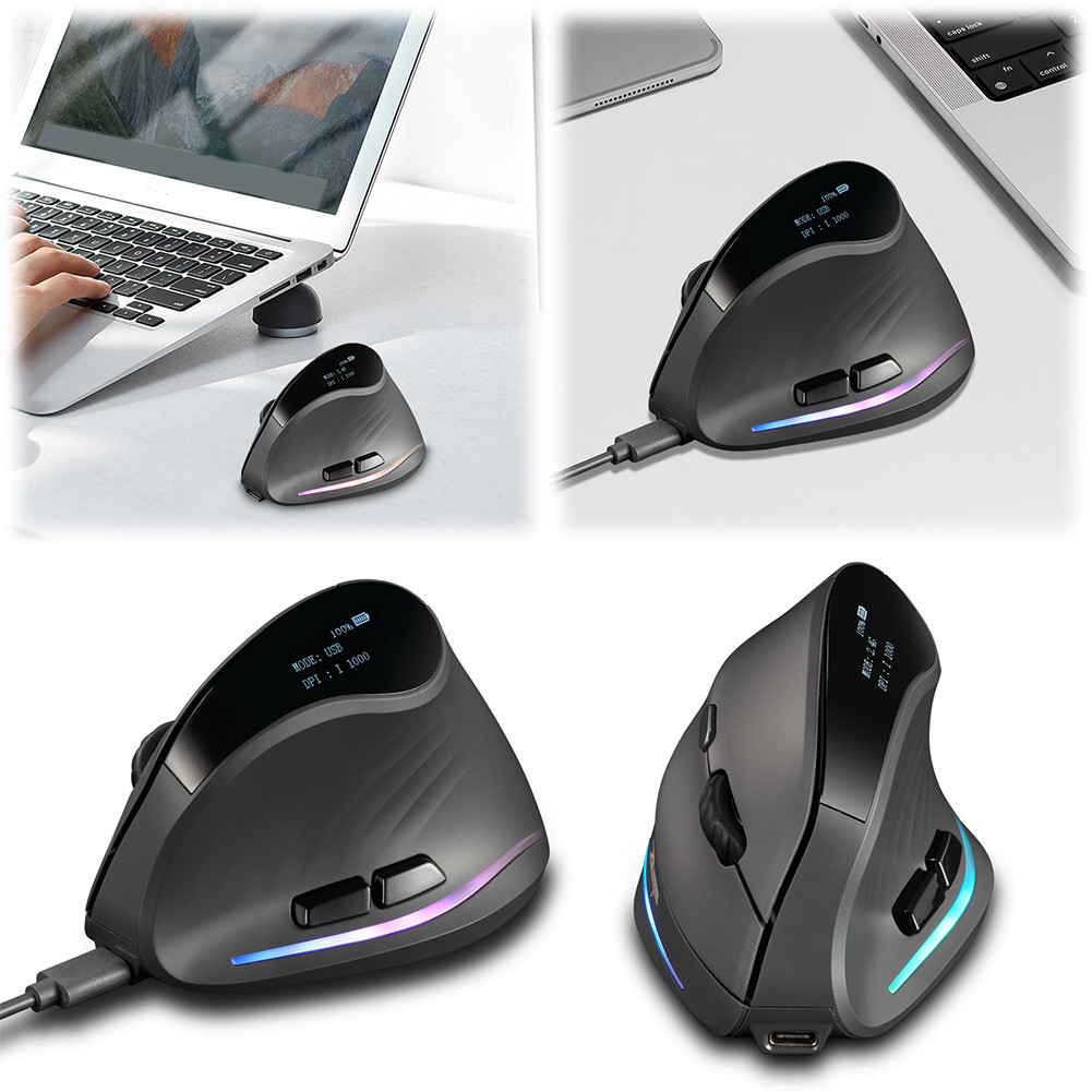 Ergonomic Mouse Tri-Mode BT+2.4GHz+Wired Vertical Mouse Wireless Vertical Ergonomic Optical Mouse