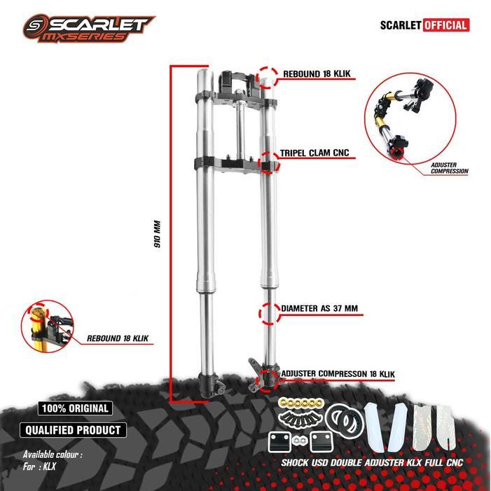 TERLARIS SCARLET RACING Shock USD Double Adjuster Motorcycle KLX FULL CNC