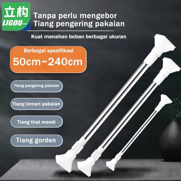 Baja Tahan Karat Tiang Gantungan Multifungsi FleksibelTiang Gantungan Baju Baja Tahan KaratFleksibel
