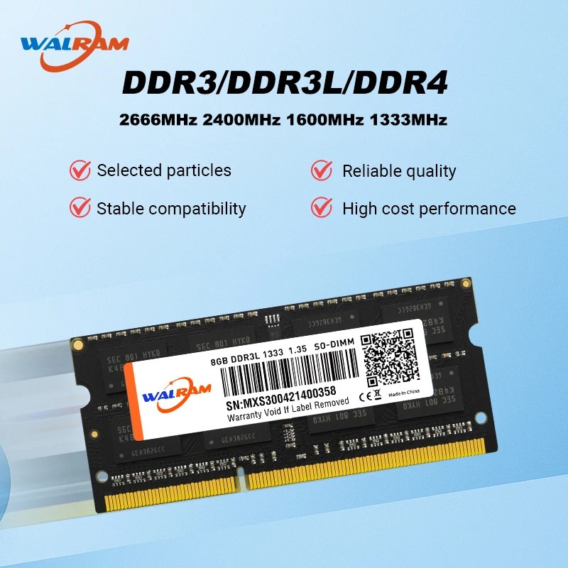 WALRAM Memoria Ram DDR3 DDR3L 8GB 4GB Ram DDR4 16GB 3200MHz 2666MHz 2400MHz 1600MHz Sodimm Internal