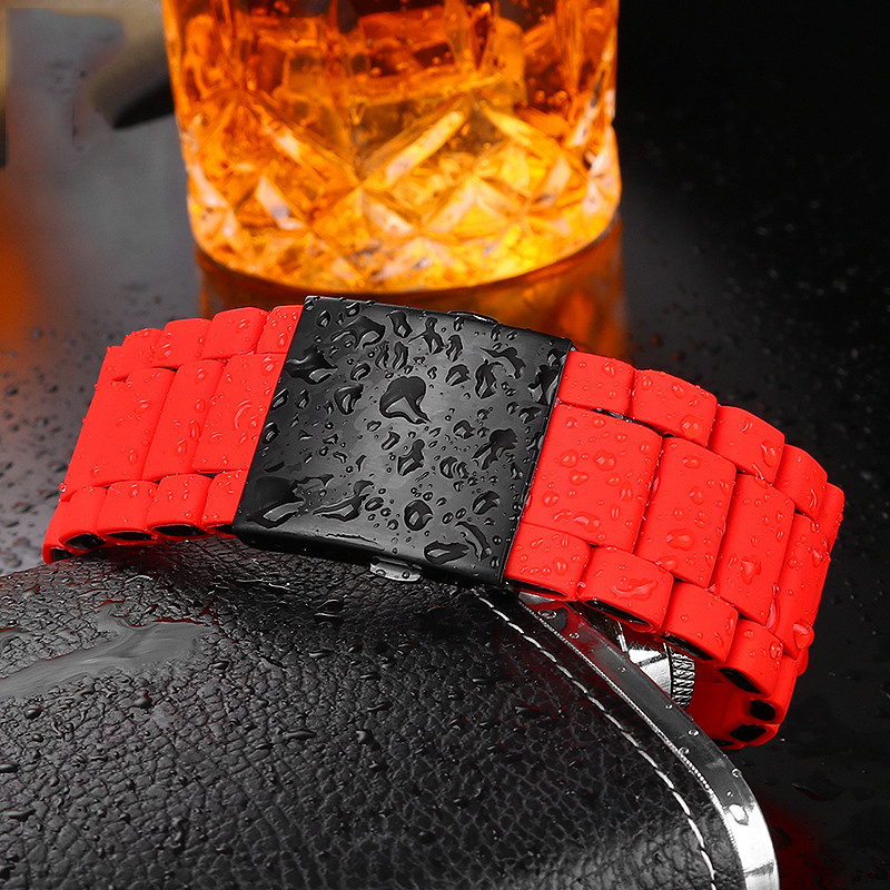 24 26 28mm Silicone Stainless Steel Watchband for Diesel Watch Strap DZ7396 DZ7370 DZ4289 DZ7070