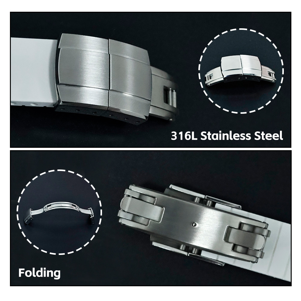 CTS 20mm Fluoror ubber Strap Compatible For Tudor BB58 Black Bay 58 & Ranger 39 Fold New Deisgn 316L
