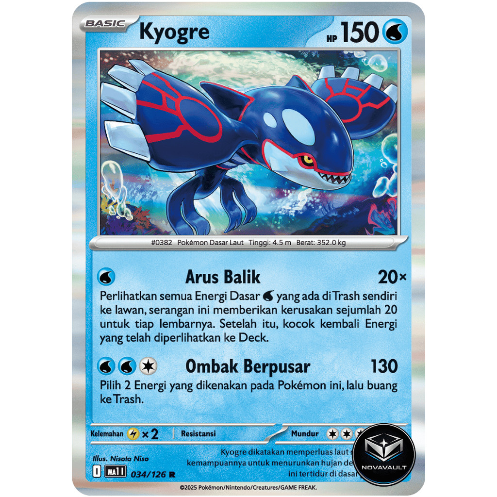 Kyogre (R) - 034/126 - Evolusi Mega (MA1) - Pokemon TCG Indonesia