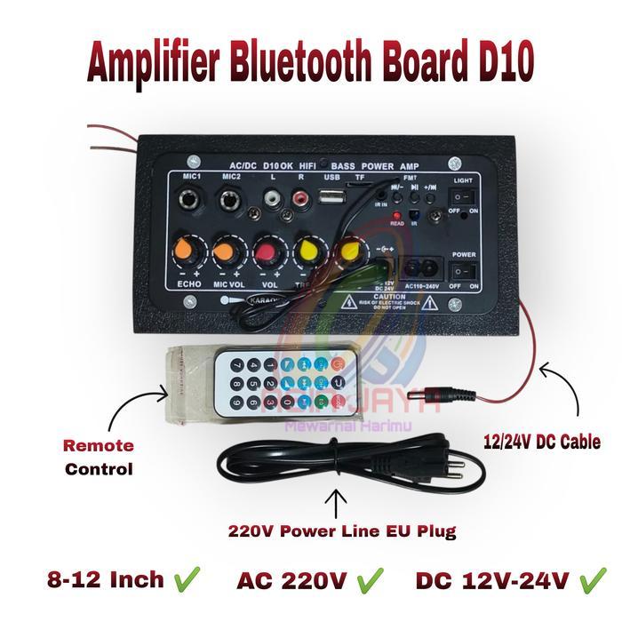 D10 Ok Karaoke Amplifier Board Power Untuk 8-10 Inci Speaker Ac 220V-Dc 12V-24V Bluetooth 5.0 + Box