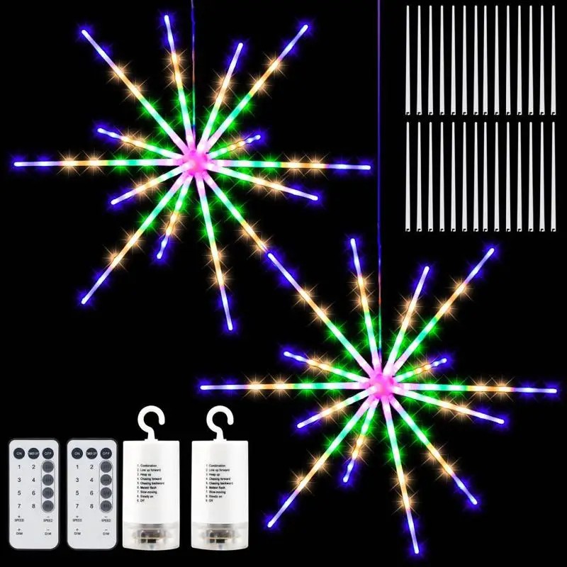112 LED String Lights Firework Light Firework DIY Stream Lights Strip Meteor Decorative Twinkle Lamp
