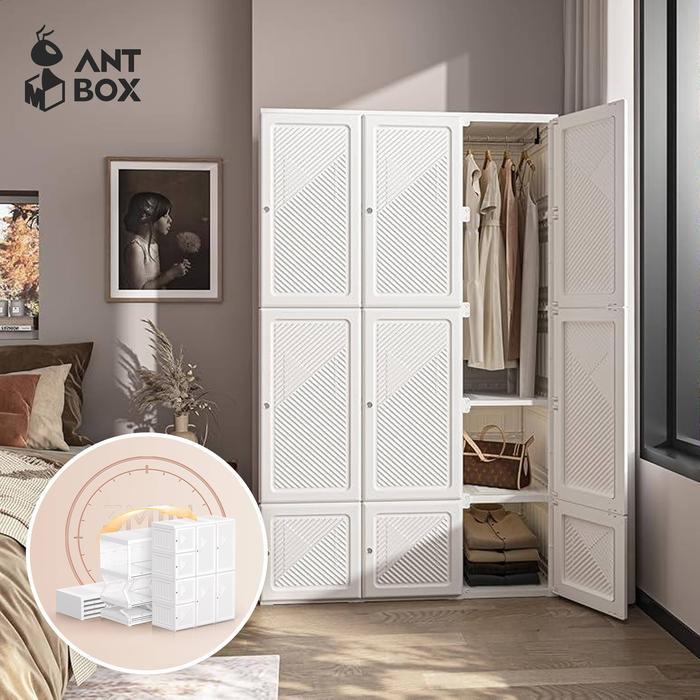 Antbox Lemari Pakaian Putih Susun Plastik Minimalis Lemari Baju