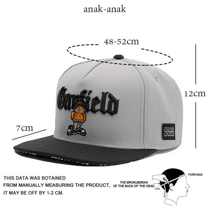TOPI SNAPBACK GARFIELD HIP HOP FASHION BORDIR MEREK TIDE UNTUK PRIA DAN WANITA CAPS HAT TOPI COWOK