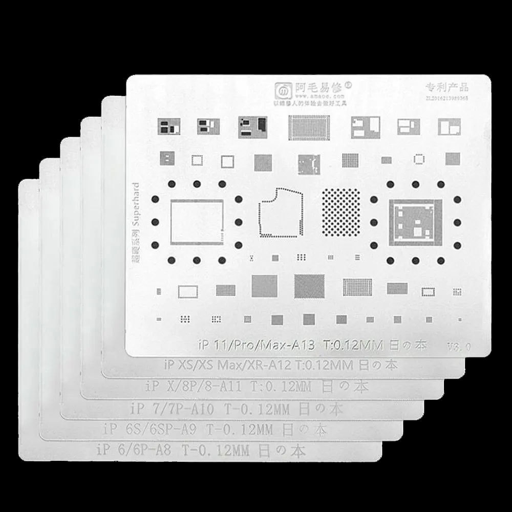 JUAL  9pcs/lot AMAOE BGA STENCIL Planting Tin Net For iphone 6/6P/6SP/7P/8P/XR/IP11/IP12/IP13/14/15 