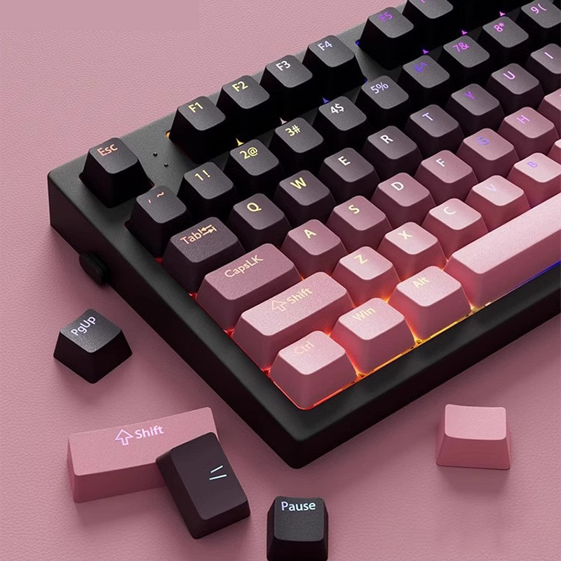 Black Pink Gradient Keycaps For Cherry Mx Switch Mechanical Keyboard OEM Profile PBT Keycap backlit