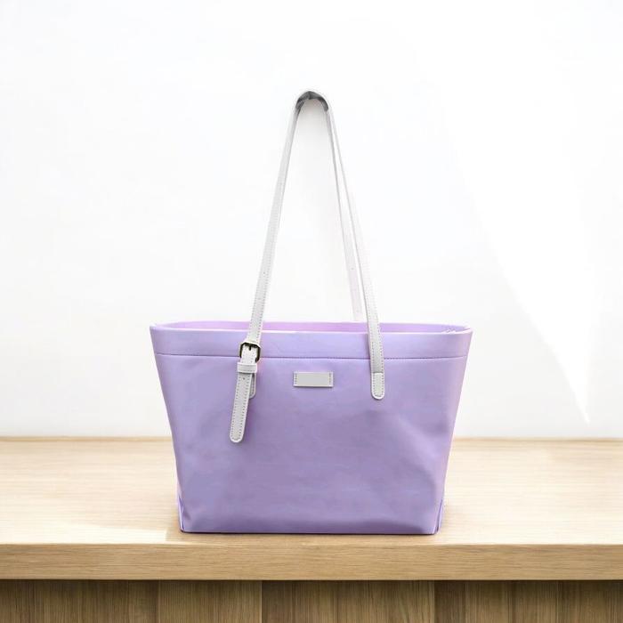 Spesial Totebag Wanita Kulit Nylon Anti Air dengan Lapisan Saten - 2 Slot Besar dan Kecil - 14 Inci