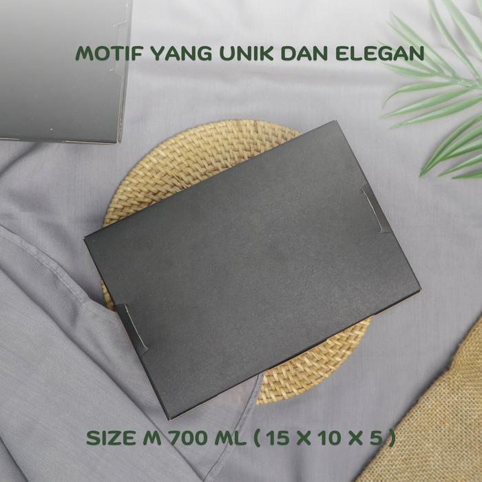 Thebest- paper lunch box kotak makan kertas 315 gr tanpa rakit hitam size M