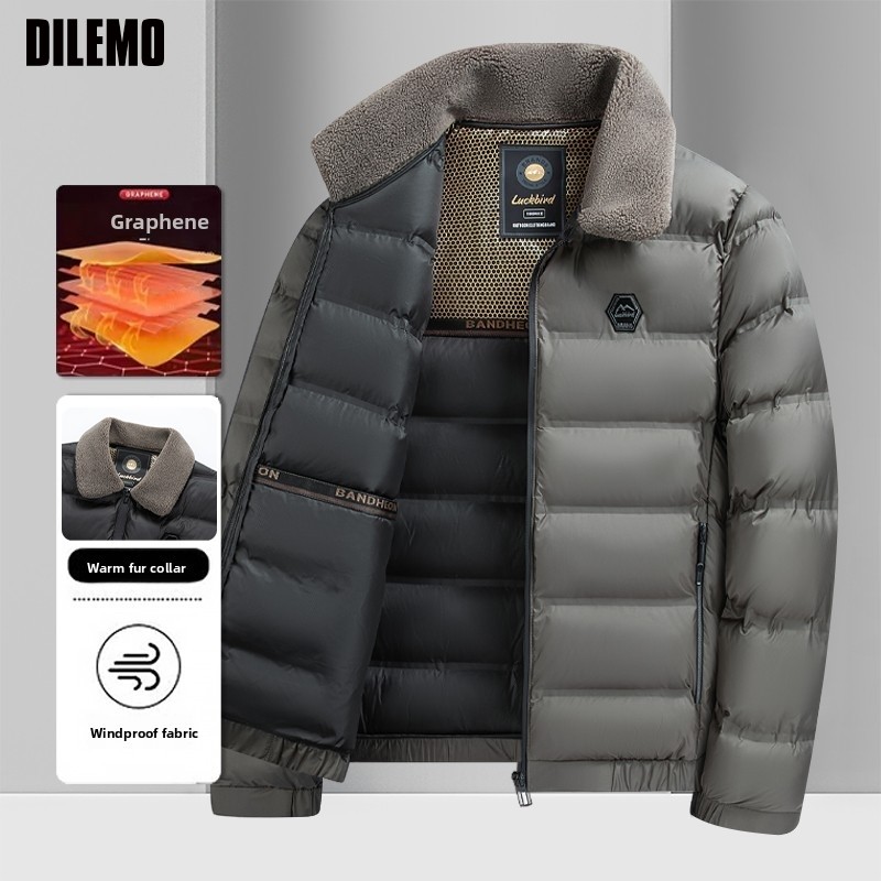 Top Grade Graphene Warmth Technology Men's New Winter Parka Jacket Windbreaker Diamond Quilted