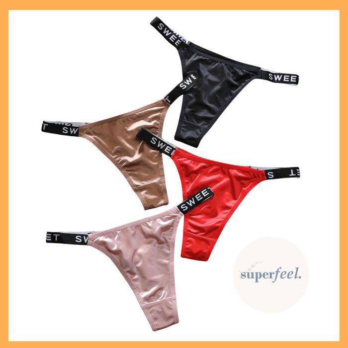 SFL CELANA DALAM THONG WANITA SATIN ala SUTRA LOOK STRAP SWEET BIG MEDIUM SIZE PEREMPUAN CD KOLOR