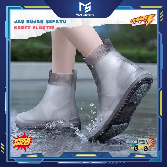Jas Hujan Cover Sepatu Karet Elastis Anti Air TPE Non Slip