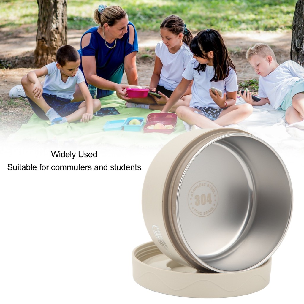 Thermal Cooker Thermal Cooking Pot 420ml 304 Stainless Steel Double Layer Portable Round Shape
