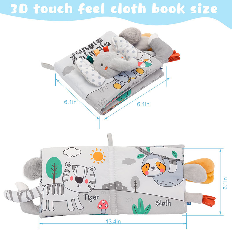 Soft Baby Books 3D Touch Feel High Contrast Cloth Book Sensory Early Learning Stroller Toys for