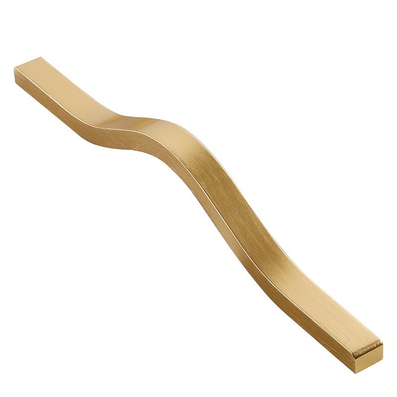 Aluminum alloy wardrobe door handle, modern curved black drawer cabinet handle furniture door handle