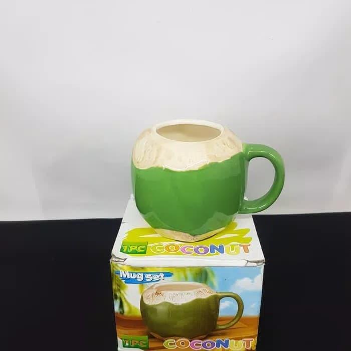 coconut mug ceramic - mug model kepala keramik Unik