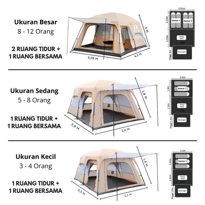 Tenda Camping Keluarga 2 Ruang 5 - 8 Orang Tenda Camping 6 Orang Tenda Camping Keluarga Outdoor