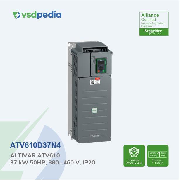 Terlaris Schneider Altivar Atv610 Inverter Vsd Vfd 37Kw 50Hp 380-460Vac 3Ph Ip20 Atv610D37N4