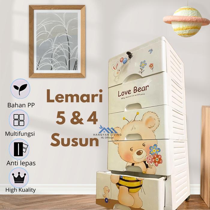 "New" Lemari Pakaian Plastik Anak Laci Plastik Susun Bayi Perempuan Laki Laki Lemari Plastik Susun
