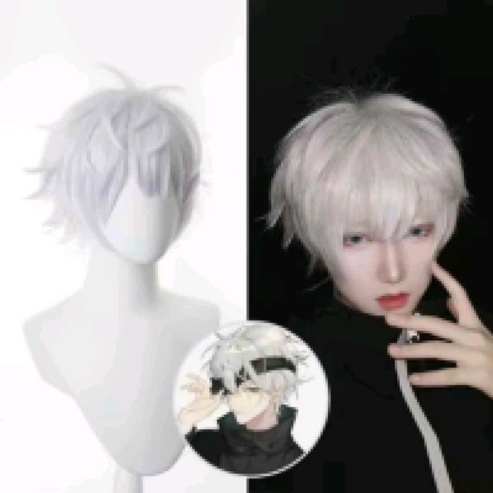 Wig Cosplay Warna Putih Rambut Pendek Gojo Satoru Jujutsu Kaisen Rambut Palsu Character Anime