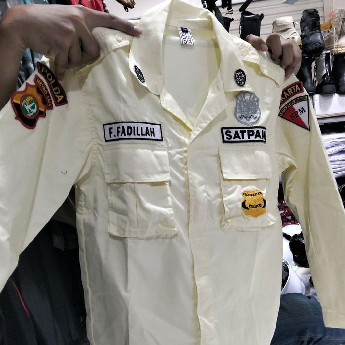 setelan pdl satpam terbaru/baju pdl satpam terbaru warna krem/seragam satpam/pdl satpam krem