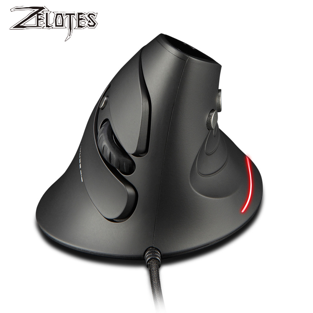 ZELOTES T-30 Mouse Wired Optical Mouse Vertical Mouse USB Wired Gaming Mouse 6 Keys Ergonomic Mice