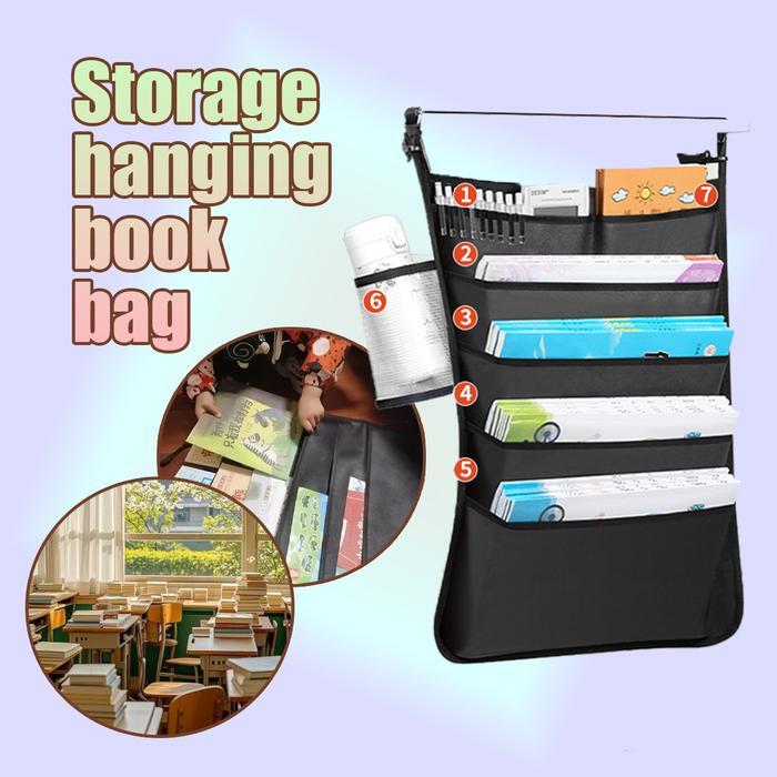 BITCBae Tas buku meja gantung Terbuat dari kain Oxford tebal, dapat menampung 30 buku, tas buku
