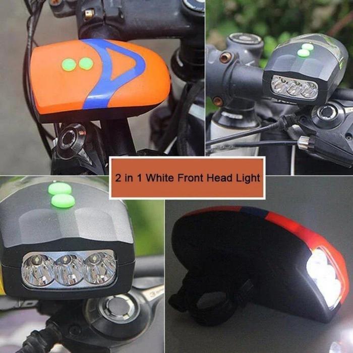 Lampu Depan Sepeda 3 LED Mode Plus Klakson/Lampu Sepeda Plus Bel Klakson/Lampu Sepeda Plus Klakson