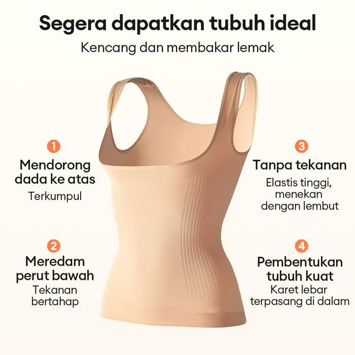 SHESHU Korset Wanita Seamless Tanktop Bra Panjang Korset Pengecil Mengencangkan Perut 813-2
