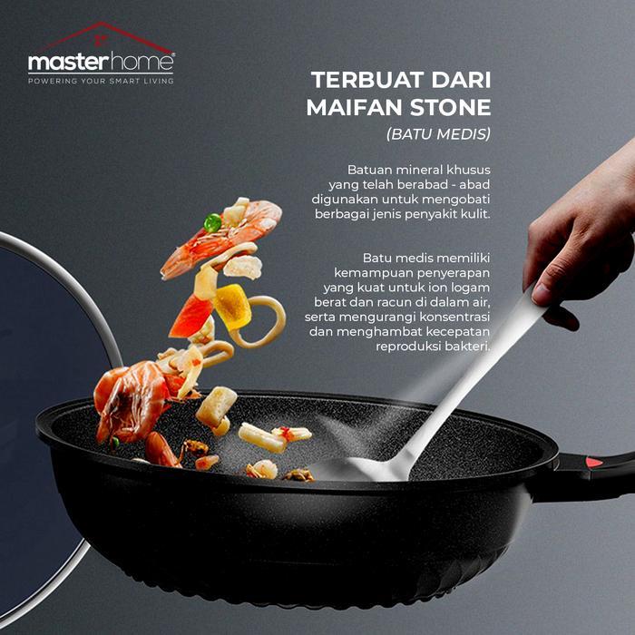 Masterhome Panci Minim Asap Batu Medis Maifan Stone Smokeless Pan Wajan Anti Lengket Alat Baja