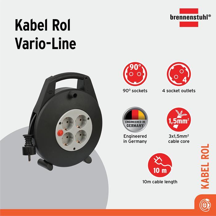 Brennenstuhl Kabel Roll Vario Line 4 Socket / Kabel gulung 5m / 10m
