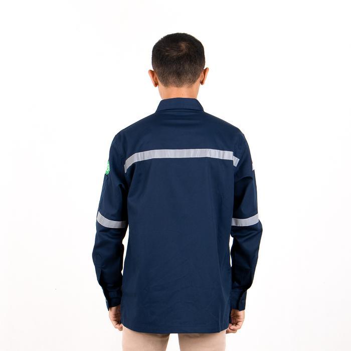 Best Seller Baju Kemeja Safety Werpak Navy Seragam Kerja Teknisi Proyek Tambang K3 Original