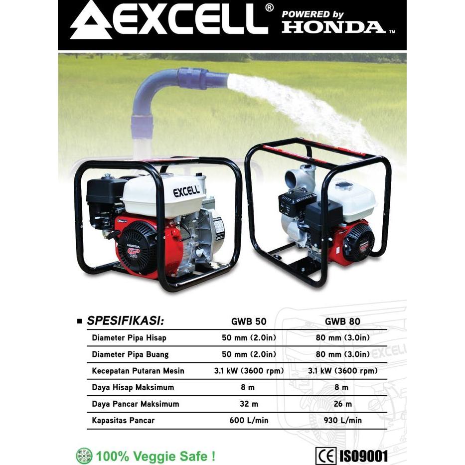 HONDA EXCELL GWB 80 Mesin Pompa Air Bensin 3 inch / Pompa irigasi / Pompa Alkon