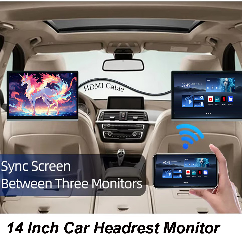 14" IPS Car Headrest Monitor 4K Tablet PC Car Rear Multimedia Android 12 HDMI TV Multifunction IN