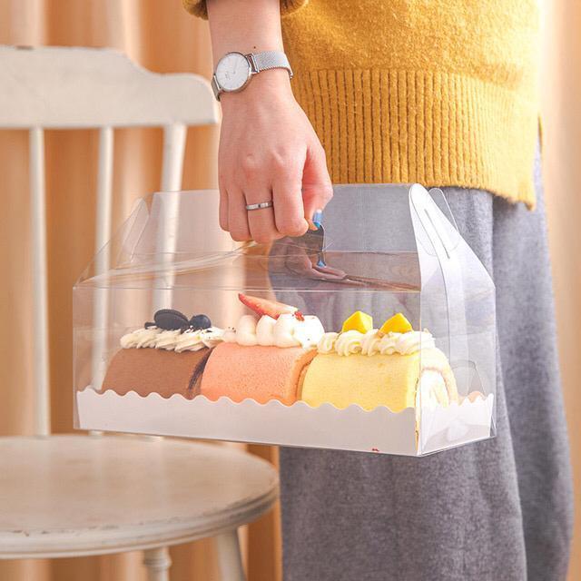 kotak kue mika box roll cake gulung box donat mika