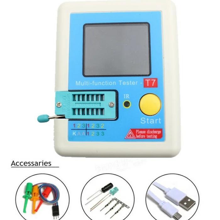 Transistor Tester T7 Dioda Triode Kapasitansi Meter Lcr Esr Meter Npn