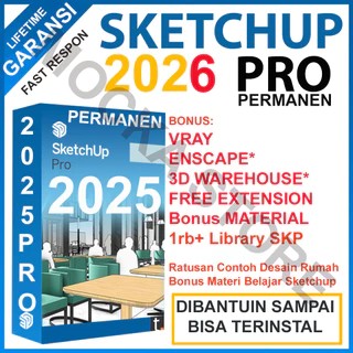 Sketchup PRO 2026+Vray Lifetime Bergaransi