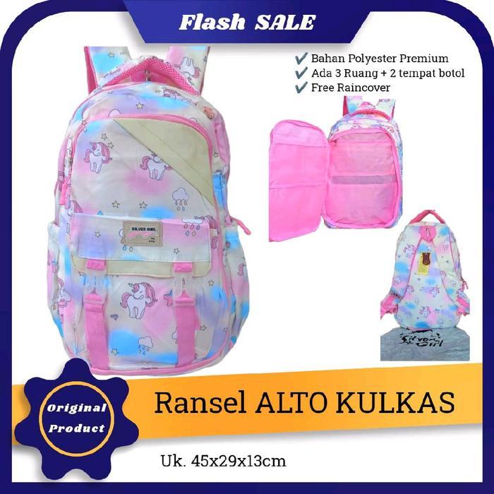 Sedia tas ransel Alto ori tas punggung cewek tas sekolah sd smp sma Polos Fashion Anak Motif