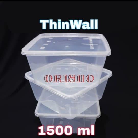 kotak plastik 1500 ml [25 pcs] Thinwall kotak bening box plastik