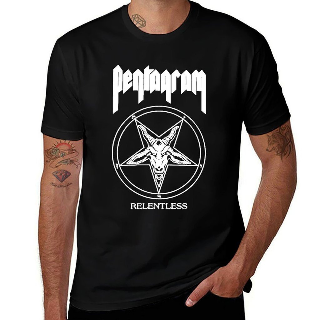 Pentagram Band White Shirt T-Shirt t shirt man cotton man t shirts graphic T-Shirt