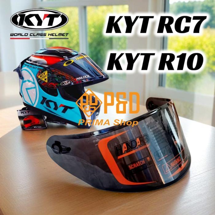 Kaca Helm Kyt Rc7, kaca helm Kyt R10, Flat Visor Clear Smoke Iridium